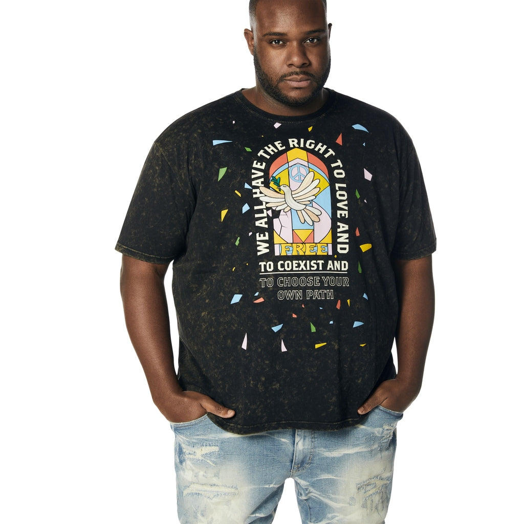 Smoke Rise Big and Tall Big and Tall - Embroidered Patched & Graphic Printed T-Shirt - Black