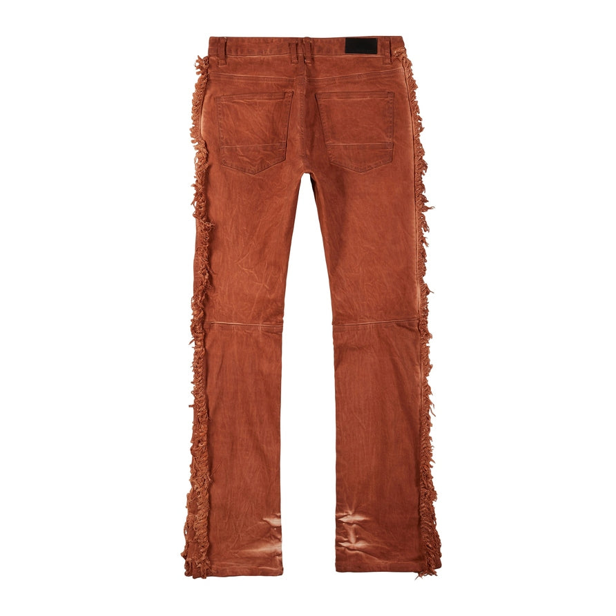 Smoke Rise Frayed Stacked Pigment Dyed Pants - Rust